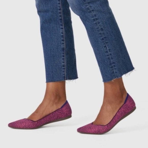 Rothy’s Limited Edition Rare Fig Python Print Point Flats Slip On Purple Size 8W - Picture 1 of 11